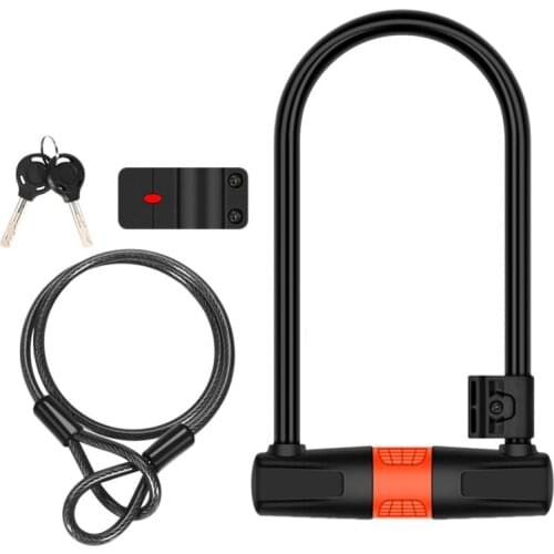 1 Set Bike U Lock With Cable Heavy Duty Bicycle Chain Lock Anti- Theft Bike Lock For Bike Motorcycle Electric Bicycles