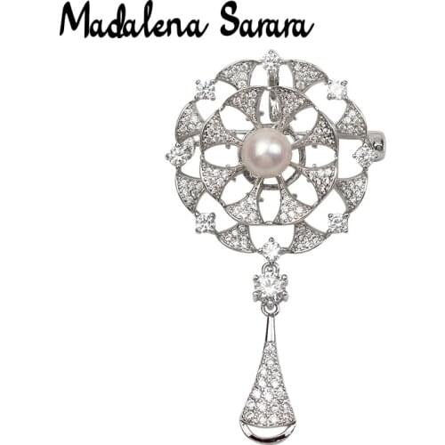 MADALENA SARARA AAAA Zircon Freshwater Pearl Brooch Double Layers Rotation Style Fine Brooch Women Jewelry For High Grade Suit