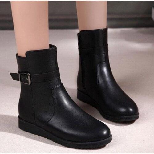 Ankle Boots For Women Vintage Retro Keep Warm Flat Zipper Rhinestone Short Booties Round Toe Shoes Botas Feminina Platform Shoe
