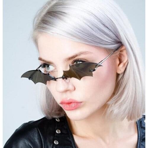 2020 New Vintage Fashion Personality Rivet Bat Sunglasses Women Rimless Frame Famous Brand Design Mirror Sun Glasses For Female