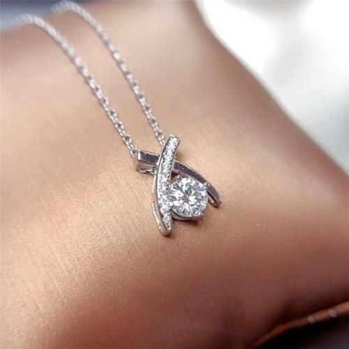 LeeChee Moissanite Pendant 0.5CT 1CT 2CT VVS Lab Diamond with Certificate 925 silver necklace for women Wedding Party Jewelry