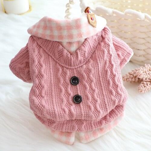 Dog Winter Clothes Button Sweater Soft Warm Puppy Pet Dog Cat Teddy Chihuahua Pug Autumn Winter Clothing Wool Shirt Sweater