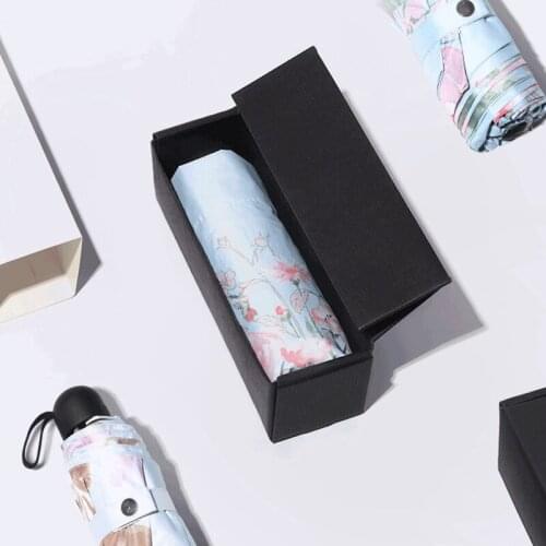 Capsule Extra Light Umbrella - Compact Holding Weight 233g Full Steel 6 Ribs Sturdy Windproof Waterproof Sunny Rainy Umbrella