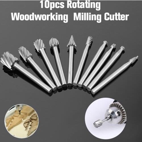 10pcs Rotating Burr Wood Carving File File Bit Wood Rotary File Woodworking Woodworking Milling Cutter Wood Engraving Flower Cut