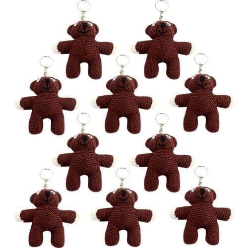 10cm 10pcs/lot Cute Mr Bean Brown Teddy Bear Plush Toys Keychains Soft Stuffed Doll Pendants Christmas gifts