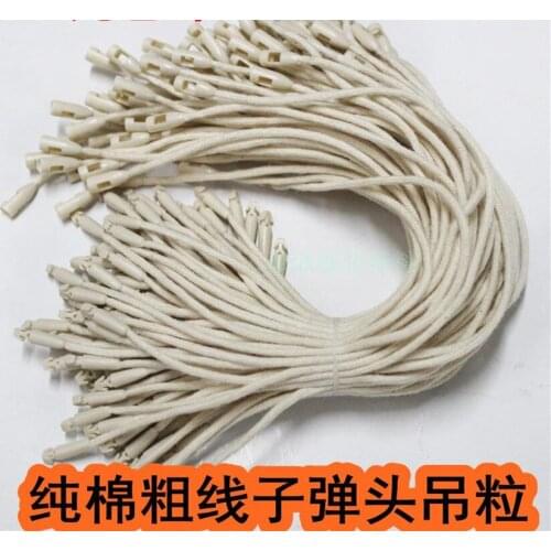 100% Cotton Thick Bullet Hanging Tablets String Hang Tag Easy Attachable Cotton String Round Snap Lock Black White Ivory
