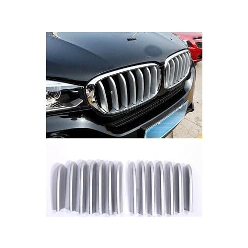Matte Front Center Grill Grid Grille Cover Trim 14pcs For BMW X5 F15 2014-2018