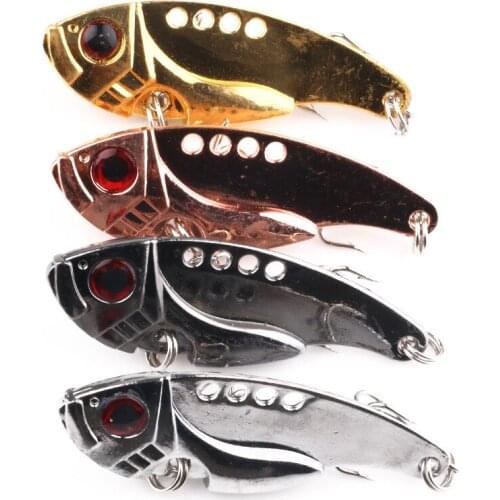 4Pcs Metal VIB Lures 11G 5.5CM Vibrations Spoon Lure Sinking Fishing Lure Bass VIB Bait Artificial Lure Vibe Baits