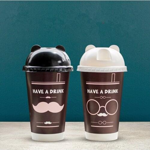 50pcs Net red disposable milk tea cup hot drinks coffee drinking paper cup creative birthday party favors soy bubble tea cup