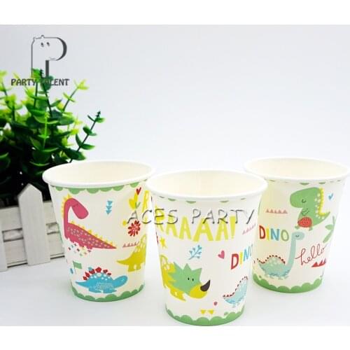 8 pieces Party supplies Dinosaur Dino theme party decoration disposable tableware one-off paper cups cup glass glasses