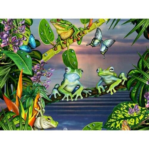 Diamond Embroidery Frog and butterfly 5D Diy Diamond Painting Cross Stitch Square Round Rhinestone Mosaic Wall StickersZP-980