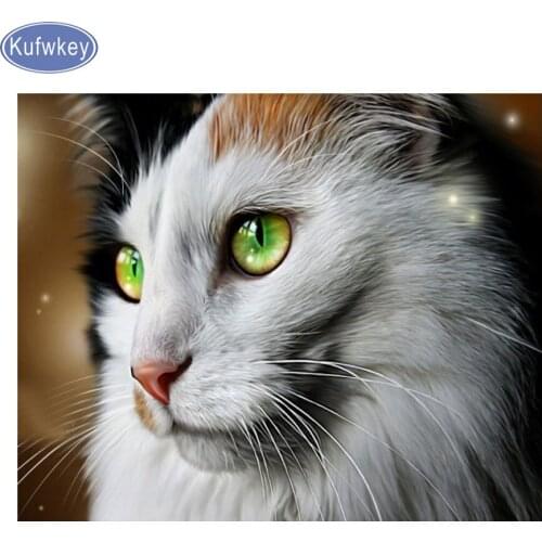 Diamond Painting white cute cat Full Square Rhinestone Picture Embroidery Diamond Mosaic animal icons Home Decor Drop Ship