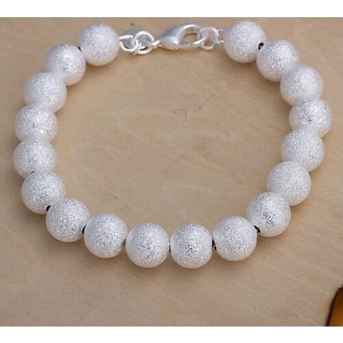 Bracelet Silver Plated Bracelet Silver Trendy Jewelry Bracelet Frosted Beads Jewelry Wholesale Free Shipping qzng LH075
