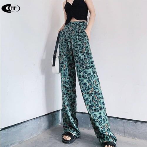 Gothic Leopard Pattern High Waist Wide Leg Pants Women Mopping Pants autumn Summer Drape Loose Casual Straight Thin Trousers