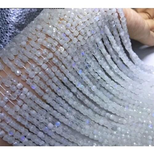 Moonstone white square faceted 4-5mm for DIY jewelry making loose beads FPPJ wholesale beads nature gemstone
