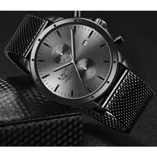 Watch Men 2020 LIGE Fashion Brand Top Casual Mens Watches Big Dial Waterproof Quartz Clock All Steel Mesh Belt Sport Chronograph