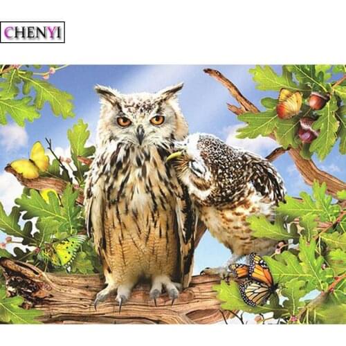 CHENYI 5D Diy Diamond Painting Owl Cross Stitch Diamond Embroidery Kit Animal Mosaic Handcraft Needlework Home Decoration Gift