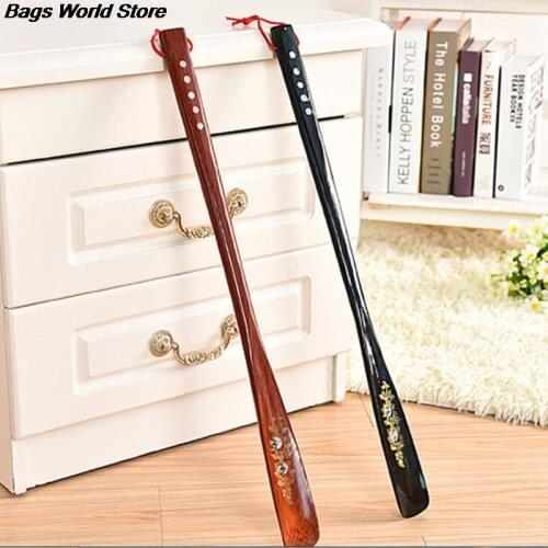 New Arrival 55 cm Ultra Long Mahogany Craft Wenge Wooden Shoe Horn Professional Wooden Long Handle Shoe Horn Lifter Shoehorn