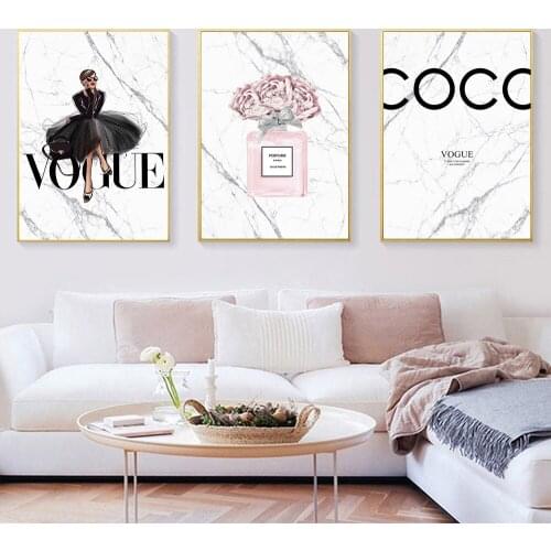 Girl bedroom decoration perfume bottle diamond painting peony flower wall painting marble wall art rhinestone mosaic picture fas