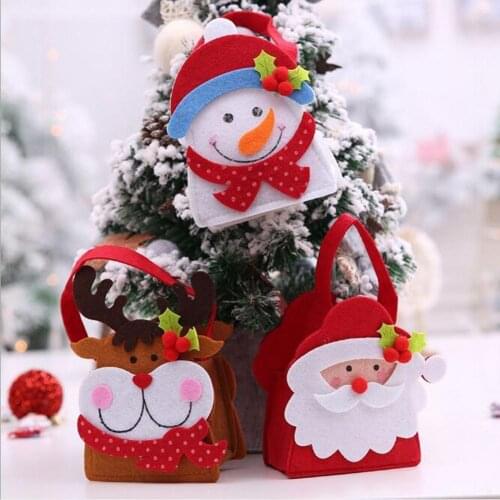 Hot Lovely Christmas Santa Claus Snowman Elk Children Gift Candy Apple Non-woven Bag NEW