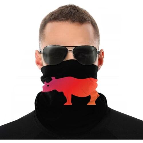 Gradient Rhino Scarf Half Face Mask Unisex Halloween Tube Scarf Tubular Bandanas Protective Headband Biking Hiking