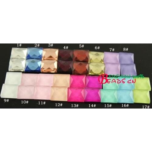 No13 to No24 50pc/lot 10x10mm faceted Square jelly Flatback Crystal Rhinestones Lovely Strass Glue On for Accessories Diy