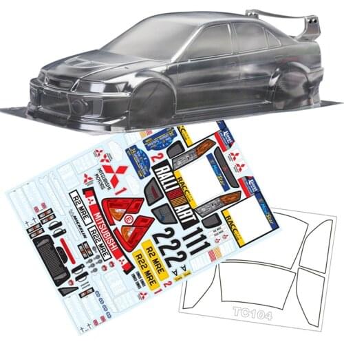 Team C TC104 Lancer Model Car Clear Body Shell With Colorful Sticker 190mm Wheelbase