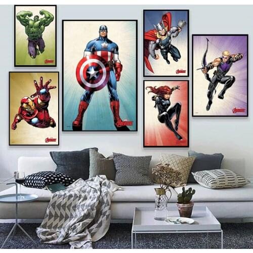 Marvel Movie Superhero Canvas Painting Captain America the Hulk Thor Posters and Prints Wall Art Picture for Living Room Decor