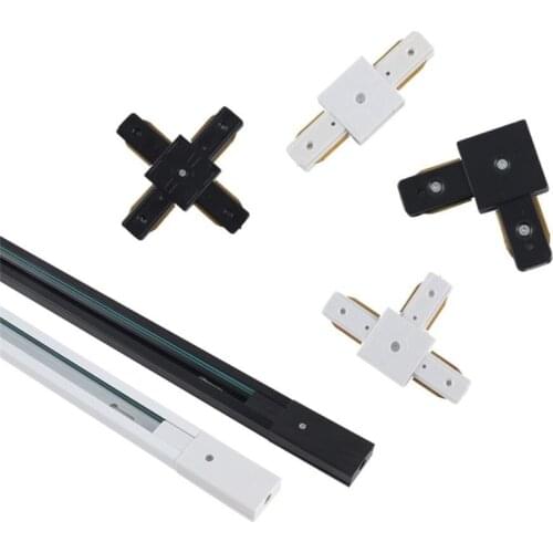 10PCS Track Rail 1m Track Light Fitting Aluminum 1 meter 2 wire Connector System Tracks Fixture black white Universal Rails