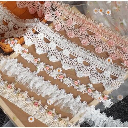 Beaded lace pearl tassel handmade lace accessories DIY wedding dress childrens clothing shoes and hats decorative lace