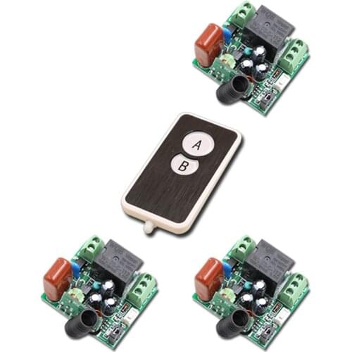 Square AB Buttons AC220V Mini Size RF Wireless Remote Control Switch System 1Transmitter & 3Receiver Relay Receiver 315/433mhz