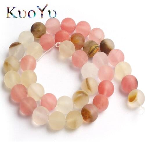 Natural Stone Dull Polish Matte Cherry Quartz Round Loose Spacer Beads For Jewelry Making 15inches 6/8/10mm DIY Bracelet