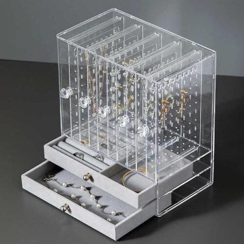 Multifunctional Jewelry Box Earrings Shelf Earrings Storage Box Transparent Display Box Korean Dustproof Princess Jewelry Rack