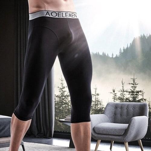 Mens wear-resistant leg sports long leg underwear cropped trousers modal quick-drying boxer running short boxers