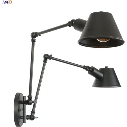 IWHD Antique Rustic Vintage Wall Lamp bedroom Stair Beside 2 Heads Loft Style Industrial Wall Light Fixtures Aplique Luz Pared
