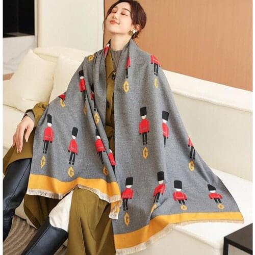 New Double-sided Thick Printed Cashmere Scarf Womens Scarf Winter Luxury Wedding Tassel Shawl Pashmina Christmas Foulard Gift