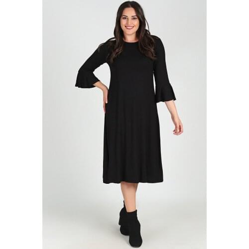 New Season Fashion Plus Size Long Bat Slevee Dress Natural Viscose Soft Elastic Fabric