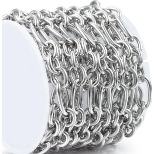 1Meter Stainless Steel Flat Wire Chic 3:1 Chains For DIY Jewelry Making Accessories Rolo Cable Chain O-Necklace Bracelet 7mm