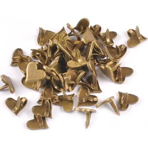 Retro Bronze Heart Brads Scrapbooking Embellishment Fastener Metal Crafts For DIY Shoes Decor Accessories 50pcs 11x10mm c1514