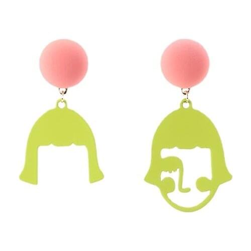 GY Earrings Bangs Girl Fluorescent Green Earrings Cute Fun Contrast Color Exaggerated Earrings Non-Piercing Ear Clip