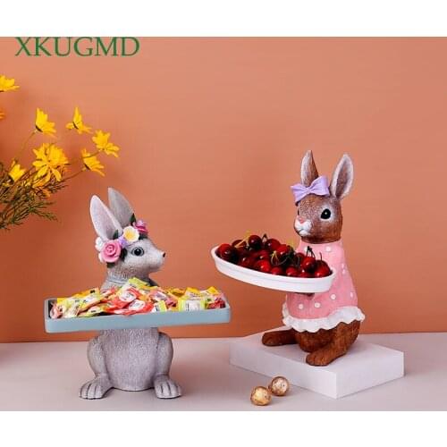 Nordic Creative Resin Rabbit Tray Storage Decoration Living Room Bedroom Storage Rack Fruit Tray Home Decorat Ornaments