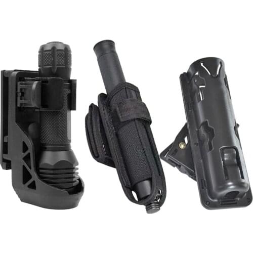 Tactical Flashlight Holster Baton Case 360 Degree Rotation Belt Pouch Holder Case for Flashlight Torch Baton Self Defense Tool