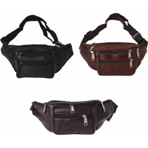 THINKTHENDO Men Women Leather Waist Fanny Pack Belt Bag Pouch Travel Hip Purse New Fashion Soft Solid Zip Unisex Bags