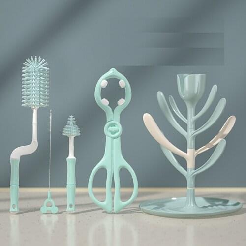 Unique design Baby Milk Bottle Brush Cleaner Silicone 360 Degree Rotating Baby Nipple Rinser Straw Brush Cleaning Brush Set