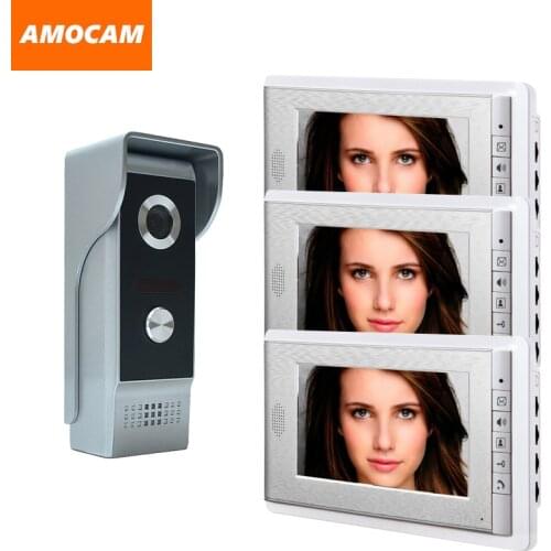 7" Video Door Phone Doorbell Intercom System Night Vision Camera Video DoorBell Doorphone Intercom Video interphone 3-monitor