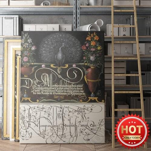 Flower Arrangements Black Peacock Butterflie Vintage Art Poster, Home Decor Wall Picture, Animal Plant Art Illustration Prints