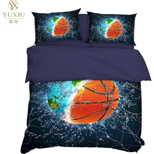 YuXiu 3D Basketball Earth Bedding Sets 3Pcs Duvet Cover Set Bed Linens Covers Pillowcase King Queen Full Twin Home Texitle
