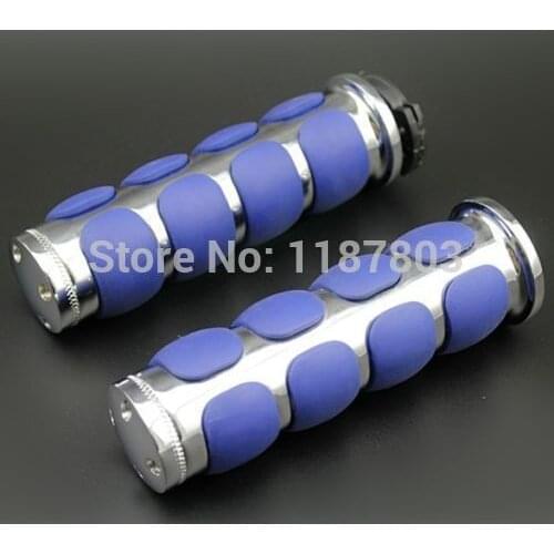1" 25mm Hand Grips For Honda Handlebar Yamaha Suzuki Rebel VLX VL 400 800 VT Shadow Aero XV S VN Softail Blue And Chrome