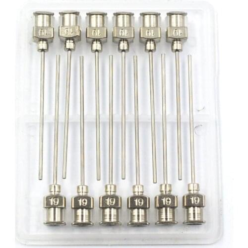 1.5 Inch Silver 19Ga Stainless Steel Dispensing Adhesive Glue Syringe Needle Tips Pack of 12