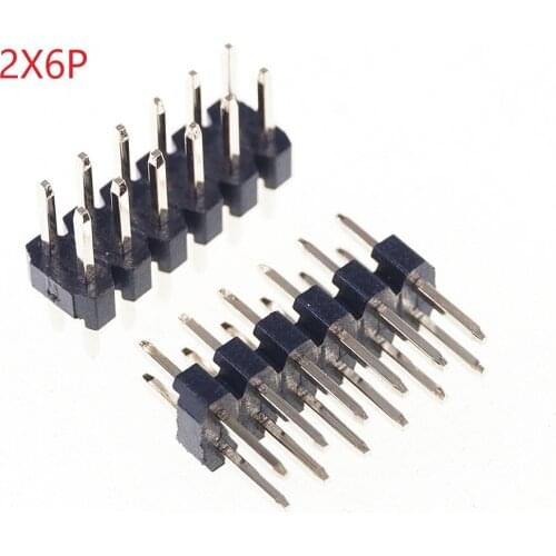 1000pcs 2x6 P 12 Pin 2.0 mm Pin Header male Dual row Straight PCB 180 Through Hole Insulator height 2.00mm Rohs Lead Free